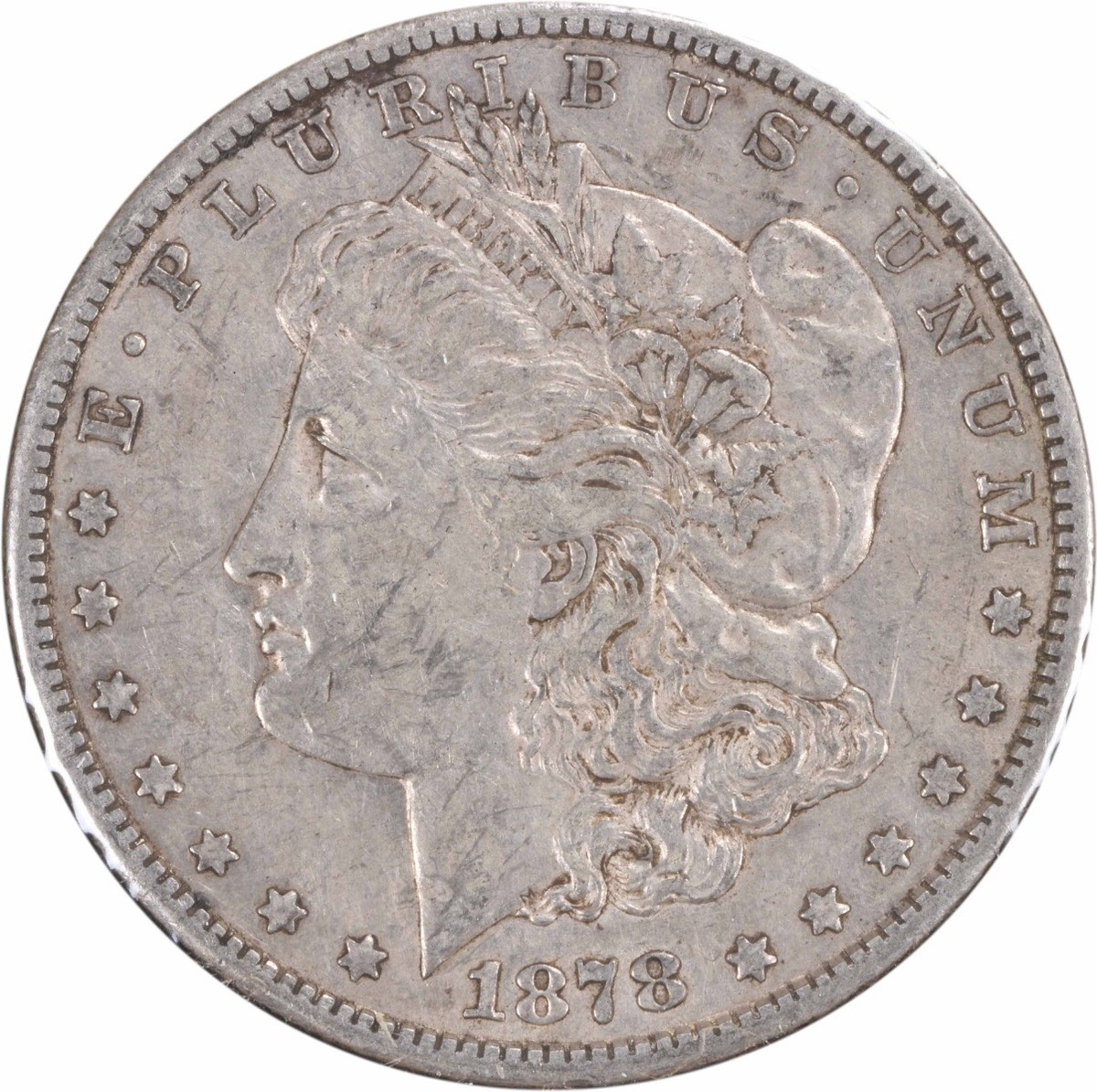 1878-CC VAM 24 Morgan Silver Dollar Doubled Leaves EF Uncertified