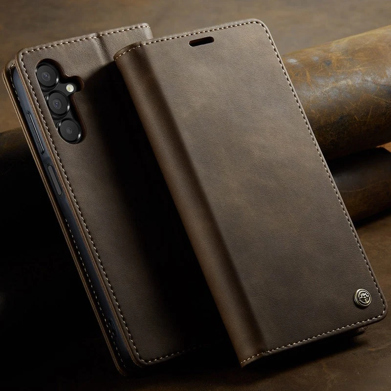 Magnetic Wallet Case Card Genuine Leather Flip Cover for Samsung A14/A24/A34/A54 - Image 4 of 4