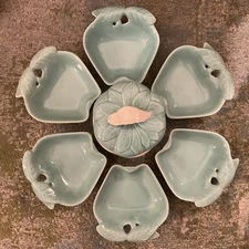 VTG Hoenig of California Turquoise #734 8 Piece Apple Serve/Dip Set