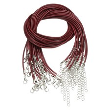 Waxed Necklace Cord, Necklace String Rope 2mm 17 in 20 Pack Burgundy