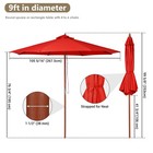9ft Wooden Outdoor Patio Umbrella Pulley Garden Yard Beach Wedding Sunshade Red — photo 2