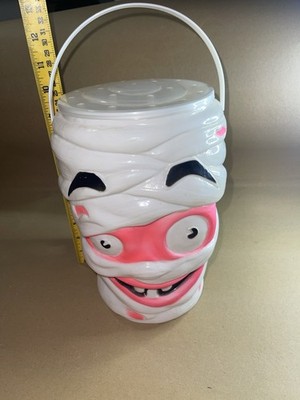 Rare Chupa Chups Mummy Monster Head Blow Mold Halloween Bucket Complete Clean 