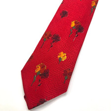 Ermenegildo Zegna 100 Silk Floral Red Neck Tie Men  s Designer Vintage 58"