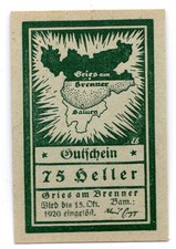 1920 Austria 75 Heller Gries am Brenner Notgeld (3265)