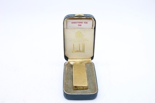 F Vintage Boxed Dunhill Rollagas Gold Plated Pocket Lighter