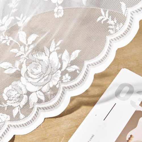 Lace Curtains 84 Inches Long for Living Room 52"W x 84"L (Pack of 2) White - Afbeelding 7 van 7
