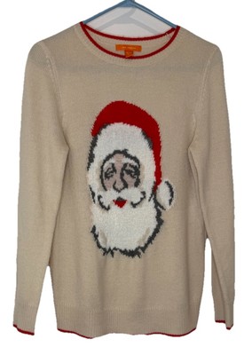 Christmas Cheers Sweatshirt  Cream Santa Sz M Joy Fresh