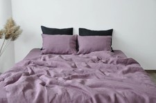 Cotton Duvet Cover, Mauve Boho Bedding Set, Stonewashed Cotton Duvet Cover