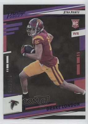 2022 Prestige Rookies Xtra Points Premium Purple /199 Drake London Rookie RC m5e