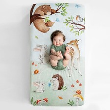 Rookie Humans 100 Cotton Sateen Fitted Crib 52 x 28 inches, Enchanted Forest