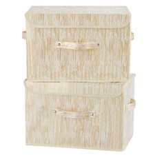 2PCS Decorative Storage Boxes with Lid Luxury Metallic Fabric Storage Bins Or...