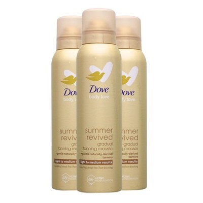 3x Dove Derma Spa Self Tan Body Mousse Summer Revived helle bis mittlere Haut