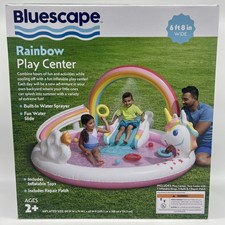 New Bluescape Rainbow Unicorn Play Center Fun Slide Pool 6ft 8in Age 2+ FreeS&H