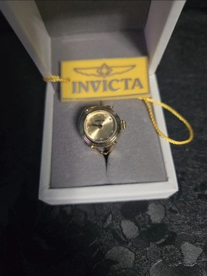 44483 Invicta Mini Angel Lumalink Gold Tone Dial Gemstone  Ring  Watch 17.5mm 
