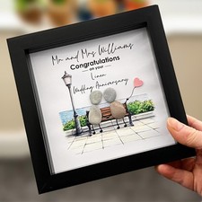 Personalised 4th Wedding Anniversary Pebble Art Gift 6 Inch Balloon 4 Year Linen