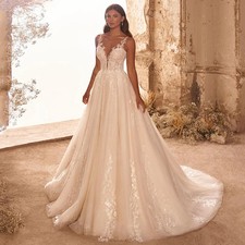 Wedding Dresses Sparkling Sequined Sheer Scoop Neck Open Back Sweep Train Bridal