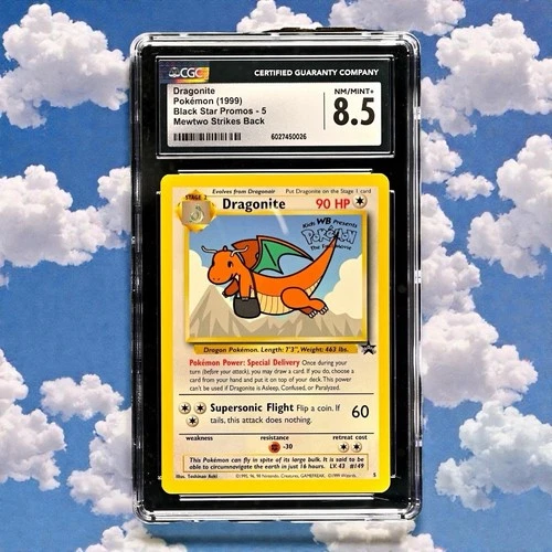 ✨ CGC 8.5 ✨ 1999 Pokemon First Movie Dragonite #5 WB Stamped Black Star Promo