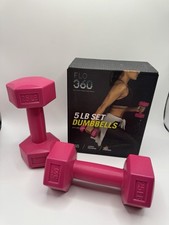 FLO 360 Dumbbells Set 5LB 2x 2.5 lb Neoprene Hand Weights Pink w/ Box