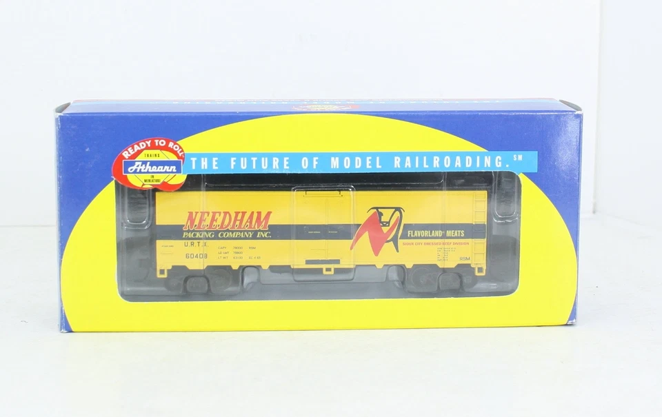 HO Athearn 7121 Needham Packing 40’ Steel Reefer URTX 60408 Yellow - Image 2 of 4