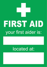 First Aiders List Information First  Aid Business Notice Sign Poster or Sticker