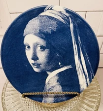 Vintage Delft Porcelain Wall Plate: Girl with Pearl Earrings DELFT BLAUW 9"