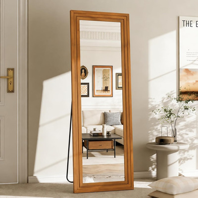 Stylish 65x22 Inch Full Length Mirror with Walnut Frame - Wall Mounted & Leaning