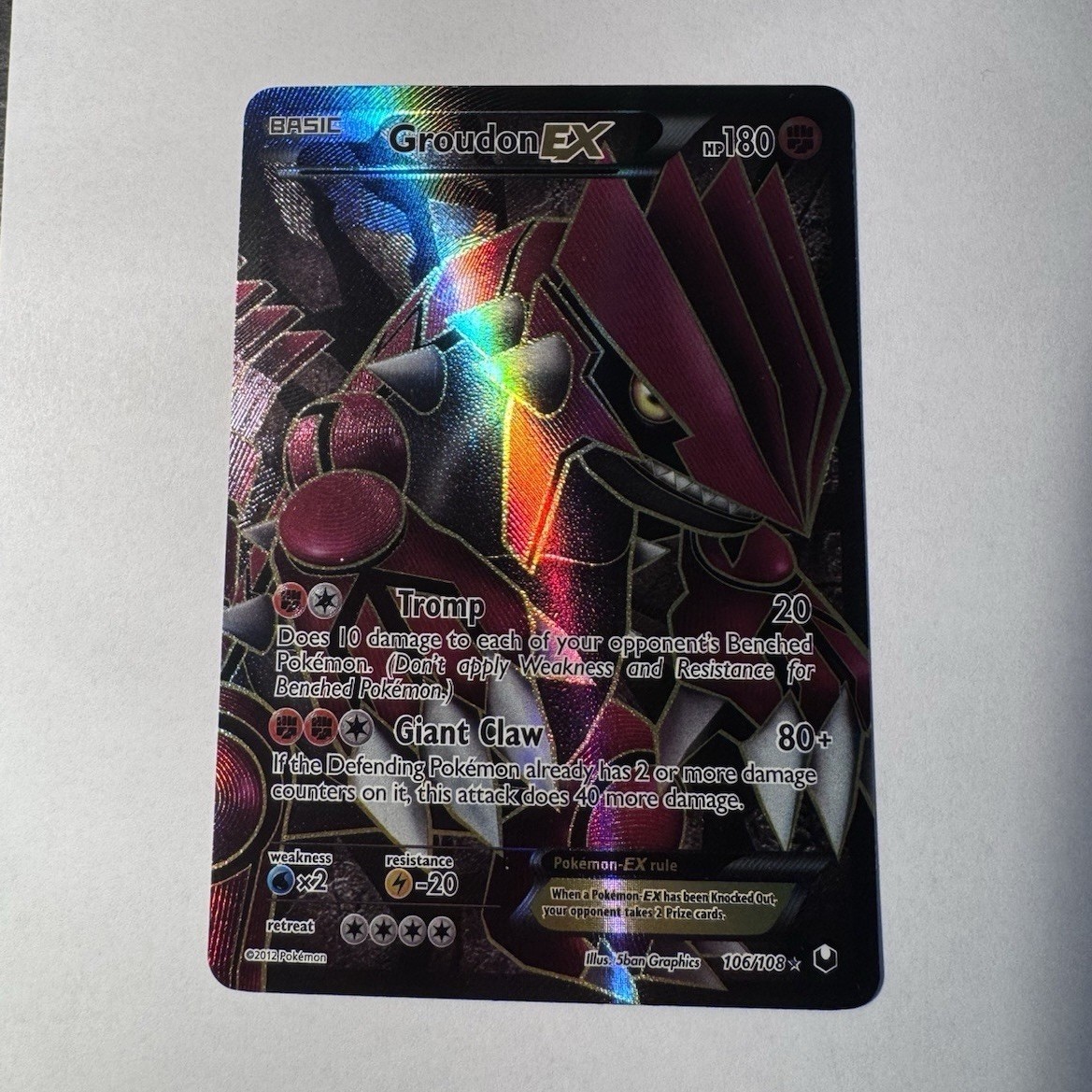 Pokémon Groudon EX Full Art 106/108 Dark Explorers Ultra Rare Holo Near Mint