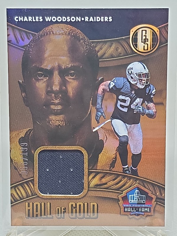 2022 Panini Gold Standard CHARLES WOODSON Hall of Gold Threads #'d /199 RAIDERS 