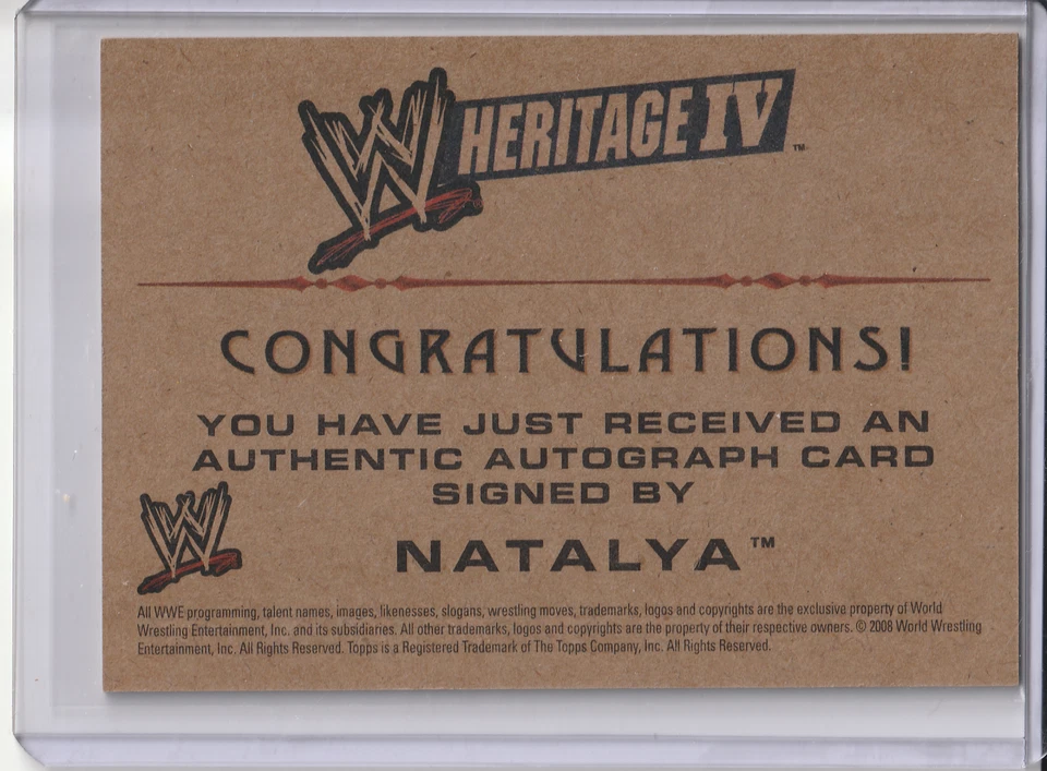 2008 Topps WWE Heritage IV Natalya Wrestling Auto Authentic Diva Autograph - Image 2 of 2