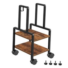 Adjustable 2-Tier PC Stand, Computer Tower Stand with 360 Locking Rustic Brown