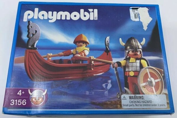 PLAYMOBIL Viking Boat 3156 Rowboat With Figures Weapons 