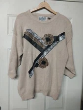 Vintage 80s Gitano Plus Colorful Knit Mock Neck Sweater Women’s Size 40/20W