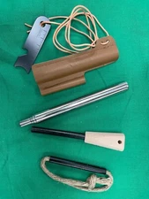 Fire Starter Survival Tool Ferro Rod Kit With Leather Pouch Bellow and Tool