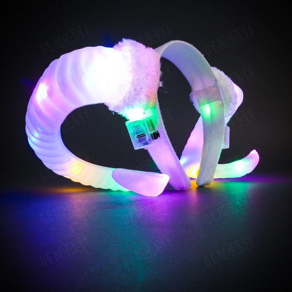 Festival de Música Moda Gótico Cuernos de Demonio Diadema con Color Luz LED Blanco Foto 4 de 4