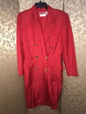 Oscar De La Renta Studio Vintage Red Button Down Wrap Dress Size 10