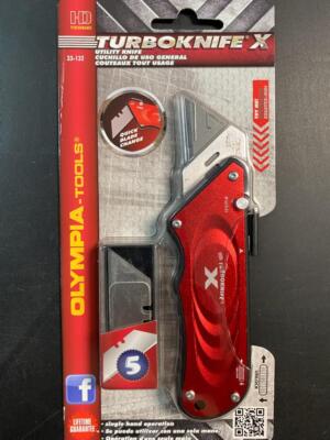 OLYMPIA TOOLS TURBO KNIFE X UTILITY KNIFE 33-132 RED COLOR FAST SHIP 3574928