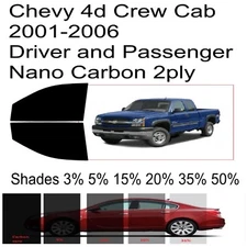 Nano Carbon Window Tint fits Chevy 1500 2001-2006 Custom factory precut tint