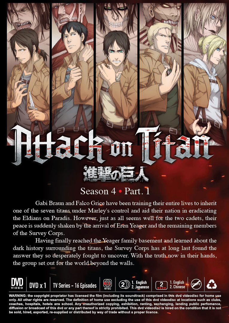 Attack On Titan : Season 1-4 Complete Anime DVD [English Subtitles] [Levi  Gift]