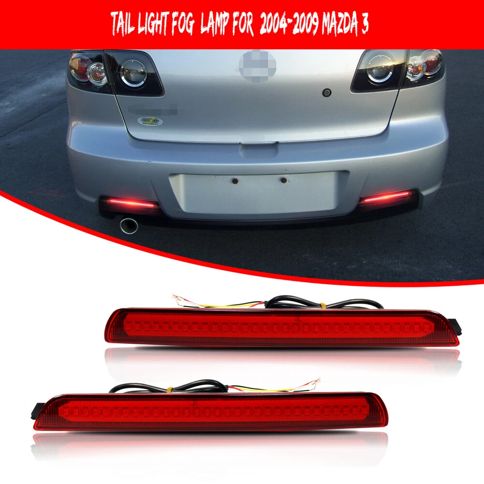 2x Luces LED de señal de freno trasero reflector parachoques trasero rojo para Mazda3 Axela 04-09 Foto 3 de 4