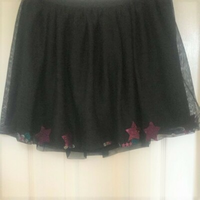 JUSTICE Girls Embellished Hem Tutu Skort Black Size 1XL