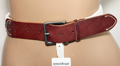NWT Aeropostale Braided White Cotton and Tan Leather Belt  display picture 3
