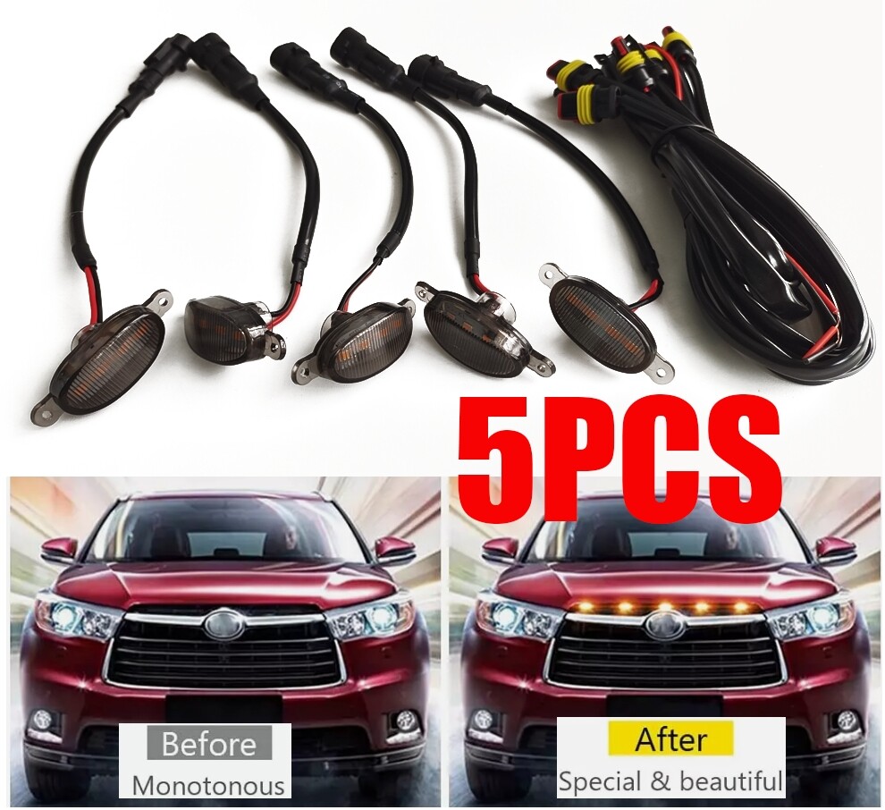 5X Amber Smoked Led Front Grille Grill Running Lights For Ford F150 Raptor Style