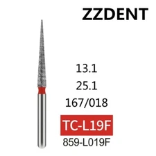 100x TC-L19F Ortho IPR Taper Needle Fine Grit Dental Diamond Burs FG Dia. 1.6mm