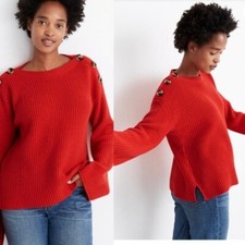 Madewell Women's Red Calloway Wool-Blend Boatneck Sweater NWT 98
