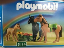 Playmobil Ponyhof Set 3114 komplett Pferde mit Fohlen und Blumen