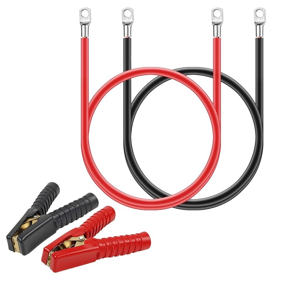 Heavy Duty 12V Battery Cable Kit with Clips 2 Cables 50cm Length eBay
