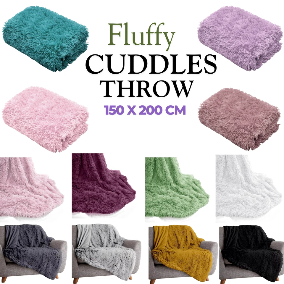 SELLINGSTAR Cuddles Throw Hug Snug Fluffy Fur Fleece Double Bed & Sofa Settee Warm Blankets