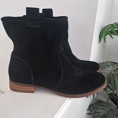 Sole Society Black Suede Leather Natasha Boots Booties Pull On  Women's 8 NWOT