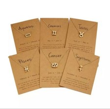 Zodiac Sign Pendant Charms 12 Constellation Necklace Choker Jewelry Set of 2