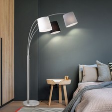 Lampada ad Arco Soggiorno Piantana Nero Bianco Grigio Piantana Tre Fuochi Stoffs